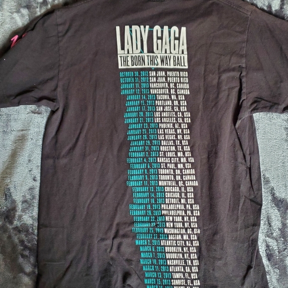 Lady Gaga 2012 Born This Way Ball Tour Tee Virgin Mobile - Picture 3 of 3